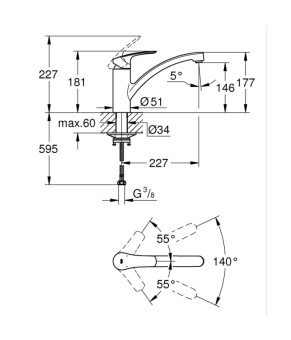 Смеситель однорычажный для мойки Grohe Eurosmart черный матовый (332812433)