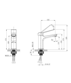 Смеситель для умывальника Mixxus Wilson 001 Graphite (MI7126)