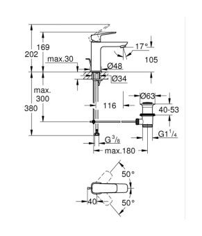 Однорычажный смеситель для раковины Grohe Cubeo M-размера (1017490000)