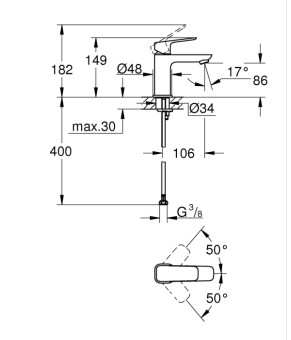 Однорычажный смеситель для раковины Grohe Cubeo S-размера Черный матовый (1016992430)