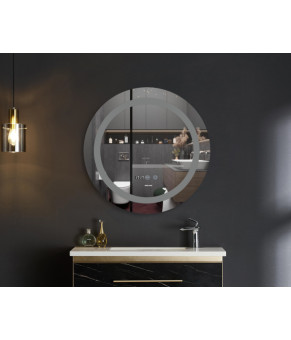 Зеркало Mixxus PLAIN MC02-80-CASE с LED Touch, Anti-fog, диммером, регулятором яркости, часами (MI7158)