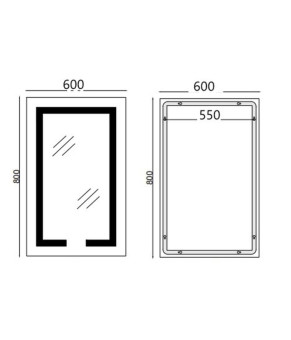 Зеркало Mixxus HARD MR06-60x80-CASE с LED Touch, Anti-fog, диммером (MI7157)