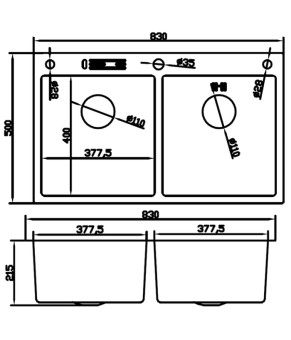 Мойка из нержавеющей стали MIXXUS MH8350-DK NANO-SILVER (3.0/0.8) нержавейка (MI7052)