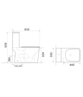 Бачок для унитаза-компакта Mixxus Wave-0404-R 630х350х805 со сливной арматурой (MI8335)