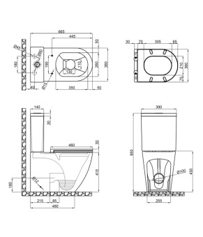 Бачок для унитаза-компакта Mixxus Premium Ellipse-0402-R (MI8319)