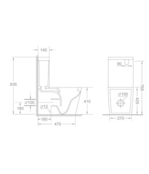 Бачок для унитаза-компакт Mixxus Bevel-0403-T3 425x360x140мм (MI8322)