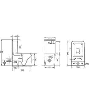 Бачок для унитаза Mixxus Quadro-0403-R 640х360х835 со сливной арматурой (MI8314)