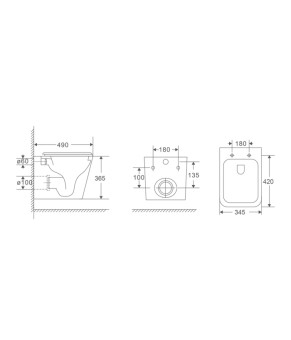 Унитаз подвесной Mixxus Premium Quadro-0301-T3 490x340x360mm, система смыва TORNADO 3.0 (MP6453)
