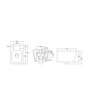 Унитаз подвесной Mixxus Quadro-0304-R 520x360x365mm, RIMLESS (MI6707)