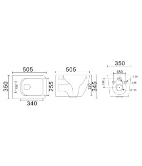 Унитаз подвесной Mixxus Premium QUADRO-0305-R GRAY 510x350x345mm Rimless (MP6656)