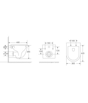 Унитаз подвесной Mixxus Premium Ellipse-0301-R Rimless 495x365x365мм (MP6460)