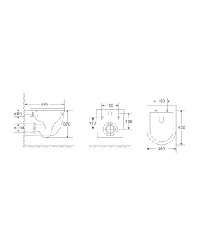 Унитаз подвесной Mixxus Premium Ellipse-0302-T3 495x360x370mm, система смыва Tornado 3.0 (MP6462)