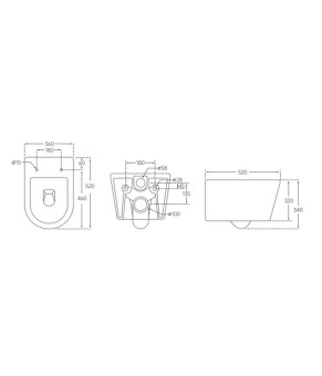 Унитаз подвесной Mixxus BEVEL-0302-R 520x360x365mm, Rimless (MI6709)