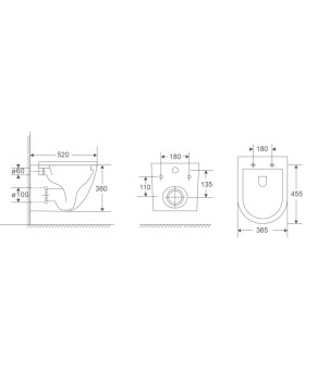 Унитаз подвесной Mixxus Premium Ellipse-0303-R Black 520x365x360mm, Rimless (MP6464)