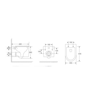Унитаз подвесной Mixxus Premium Topper-0101-T3 495x355x375mm, система смыва Tornado 1.0 (MP6476)