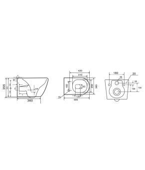 Унитаз подвесной Mixxus Premium ELLIPSE-0308-T3 GRAY 490x360x360mm система смыва TORNADO 3.0 (MP6654)