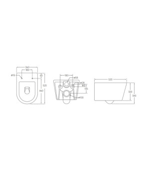 Унитаз подвесной Mixxus BEVEL-0302-T3 520x360x365mm, система TORNADO 3.0 (MI6705)