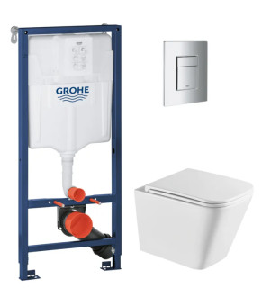 Комплект унитаза Grohe Quadro-0301-T3 с инсталляцией и панелью (38536001QUADRO0301T3)
