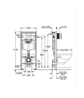 Комплект унитаз подвесной Grohe QUADRO-0301-R + инсталляция Grohe Rapid SL 38772001 (38772001QUADRO0301R)