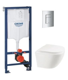 Комплект: Унитаз MIXXUS PREMIUM ELLIPSE-0301-T3 + Инсталляция Grohe Rapid SL + Панель 38732000 (38536001ELLIPS0301T3)