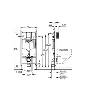 Комплект Grohe Set Унитаз ELLIPSE-0305-T3 + Инсталляция UA388400WG + панель 38732000 (388400WGELLIPS0305T3)