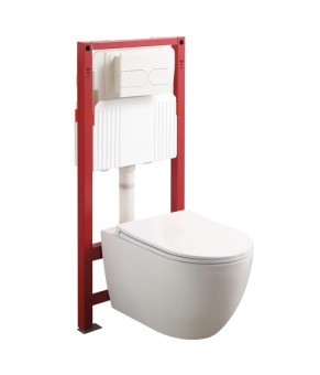 Унитаз подвесной MIXXUS PREMIUM ELLIPSE-SET-2101 с инсталляцией и панелью смыва WHITE (MP6667)