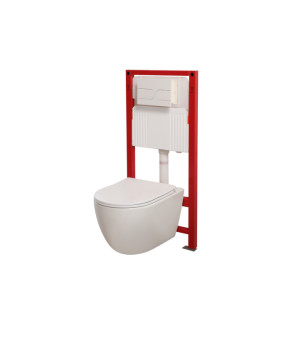 Унитаз подвесной MIXXUS PREMIUM ELLIPSE-SET-2101 с инсталляцией и панелью смыва WHITE (MP6667)