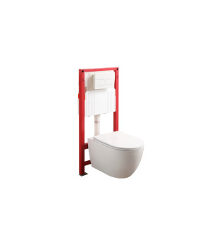 Унитаз подвесной MIXXUS PREMIUM ELLIPSE-SET-2101 с инсталляцией и панелью смыва WHITE (MP6667)