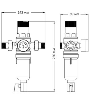Фильтр самоочищающийся Koer KR.1249 1/2" с редуктором давления и манометром (KR2961)