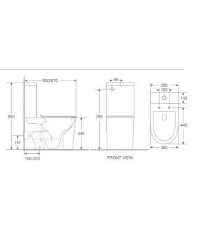 Унитаз-компакт MIXXUS PREMIUM BEVEL-0402-T1 670х390х880mm, TORNADO 1.0 (MP6596)