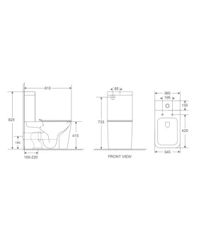 Унитаз-компакт Mixxus Premium Quadro-0401-R 610x365x825mm Rimless (MP6457)