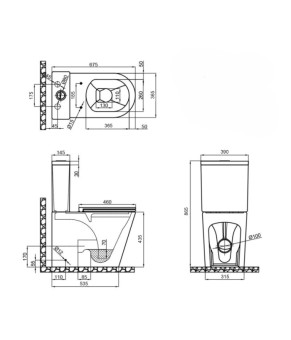 Чаша унитаза-компакта Mixxus Premium Bevel-0402-T1 Tornado 1.0 без сиденья (MI8353)