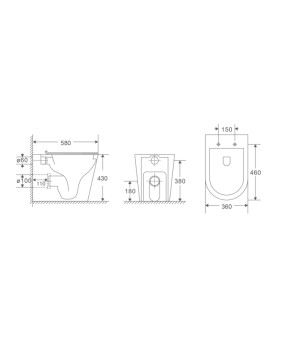 Унитаз подвесной безободковый MIXXUS PREMIUM BEVEL-0701-T1 580х365х430mm, система смыва TORNADO 1.0 (MP6597)