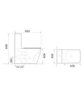 Унитаз-компакт Mixxus QUADRO-0404-T1 660х360х820mm, система смыва TORNADO 1.0 (MI6688)