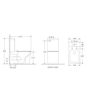 Унитаз-компакт Mixxus Premium Quadro-0402-R 675x390x855мм, Rimless (MP6458)