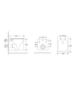 Унитаз подвесной Mixxus Premium Quadro-0302-T1 530x360x365mm, система смыва Tornado 1.0 (MP6456)