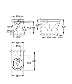 Унитаз подвесной Grohe Euro Ceramic Slim 102485SH00