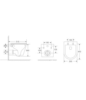 Унитаз подвесной Mixxus Premium Bevel-0301-R 515x355x365мм, система Rimless (MP6470)