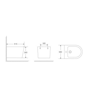 Биде подвесное Mixxus Premium Bevel-0501 515x360x345mm (MP6475)