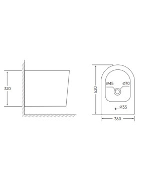 Биде подвесное Mixxus BEVEL-0502 520x360x320mm (MI6715)