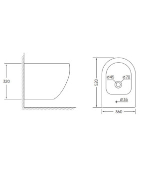 Биде подвесное Mixxus ELLIPSE-0502 520x360x320mm (MI6714)