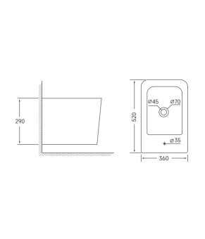 Биде подвесное Mixxus Quadro-0502 520x360x290mm (MI6713)