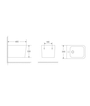 Биде подвесное Mixxus Premium Quadro-0501 485x345x325mm (MP6459)