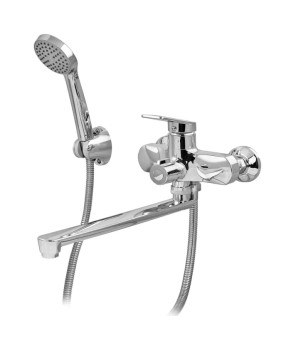 Смеситель для ванны Plamix Lucas-006 EURO SET Chrome (со шлангом, лейкой и кронштейном) (PM0710)