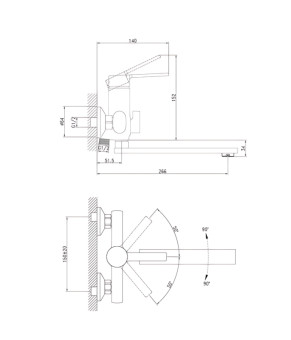 Смеситель для ванны Zerix LOR3-124 (ZX5975)