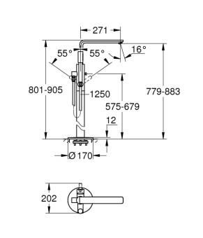 Напольный смеситель для ванны Grohe Lineare New хром (23792001)
