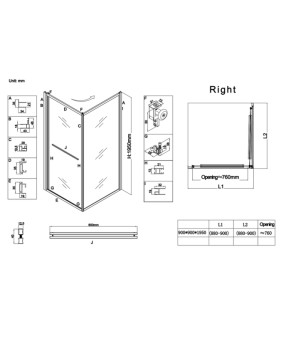 Душевая кабина Koer SR SC09-90x90x200-R-TR-07 прозрачное стекло Easy Clean 6мм Графит (KR5772)