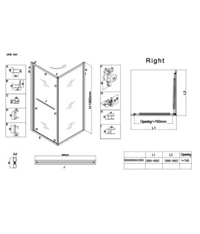 Душевая кабина Koer SC09 90x90см без поддона, прозрачное стекло Easy Clean, Хром (KR5770)