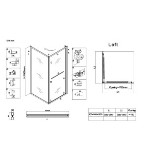 Душевая кабина без поддона Koer SR SC09 90x90x200см Графит (KR5685)