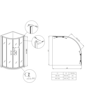 Душевая кабина Koer SR SC04-90x90x195-TR-12 без поддона, прозрачное стекло, матовое золото (KR5681)